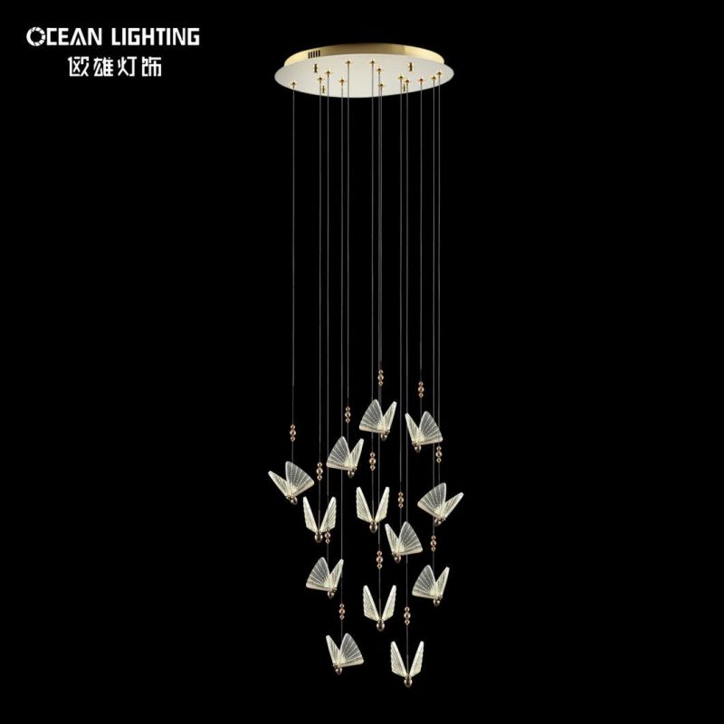 Butterfly Warm Lighting 3000K Metal Crystal 13*3W Chandelier