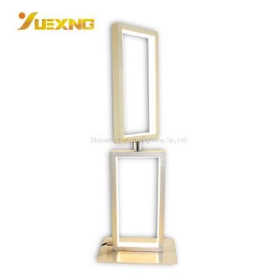 Gold Table Lamp Bedside Lamp with Brushed Brass Finished SMD LED 12W Square Table Lighting for Living Room Office
