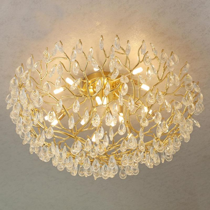 2022 Modern Meerosee Gold Decorative Crystal Chandelier Ceiling Light Fixture for Living Room Foyer Bedroom Indoor Lighting