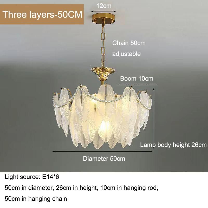 European Light Luxury Feather Glass Chandelier Hotel Restaurant Living Room Decoration Chandelier