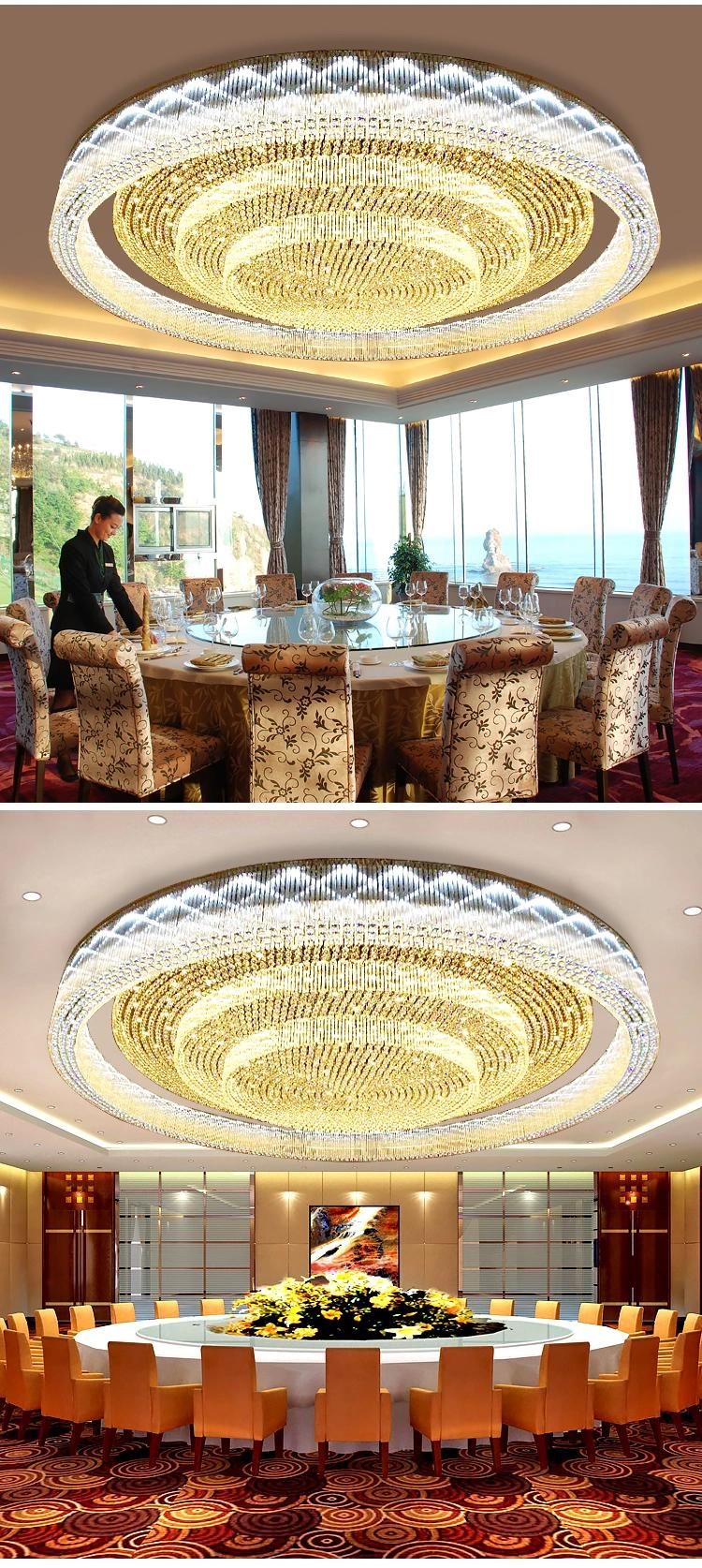 Gold Luxury Hotel Lobby Indoor Staircase Custom Project Glass Round LED Ceiling Chandelier Lamp