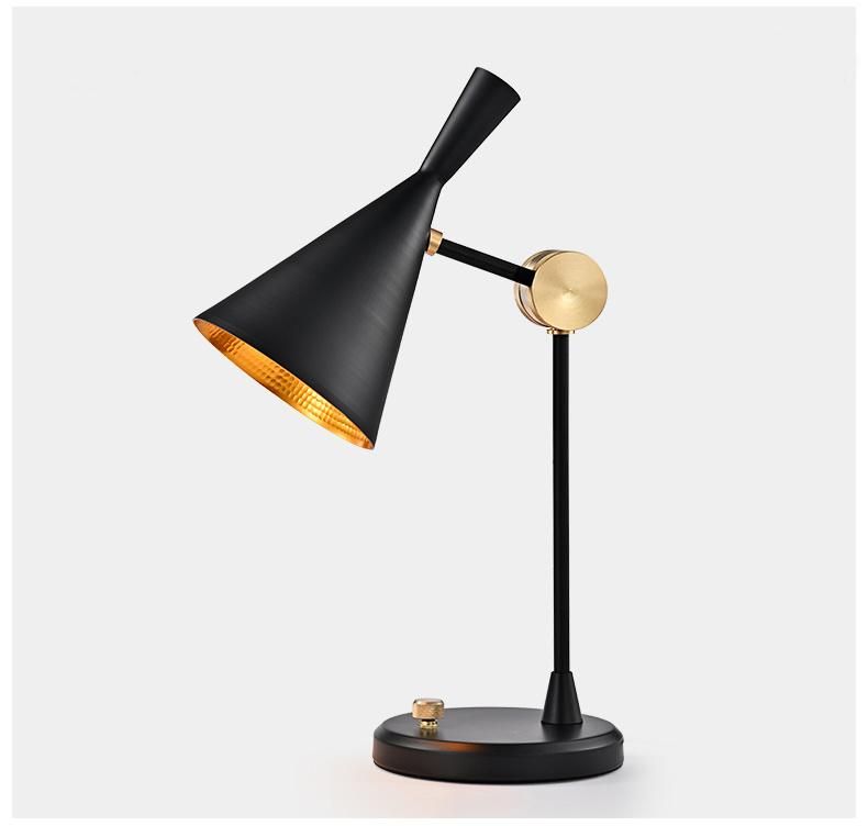 LED Table Lighting for Decorative Bedroom Bedside Industrial Study Room Aluminium Iron Cone Shape Modern New Vintage Desk Lamp Luxury Metal E27 Black Table Lamp