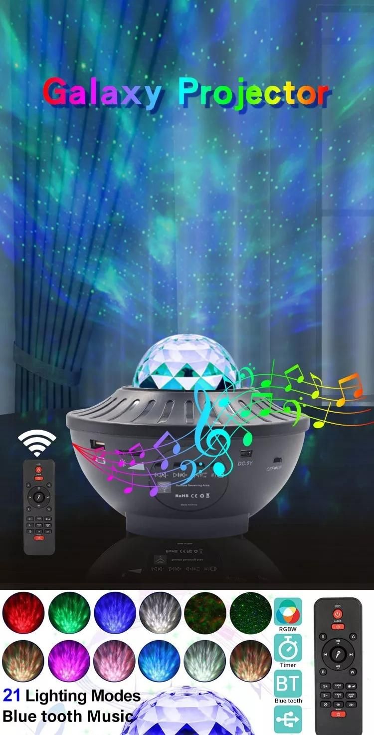 Kinscoter New Smart Rotatable Baby 3D Starry Ocean Music LED Star Night Light Projector with Remote Control for Kid