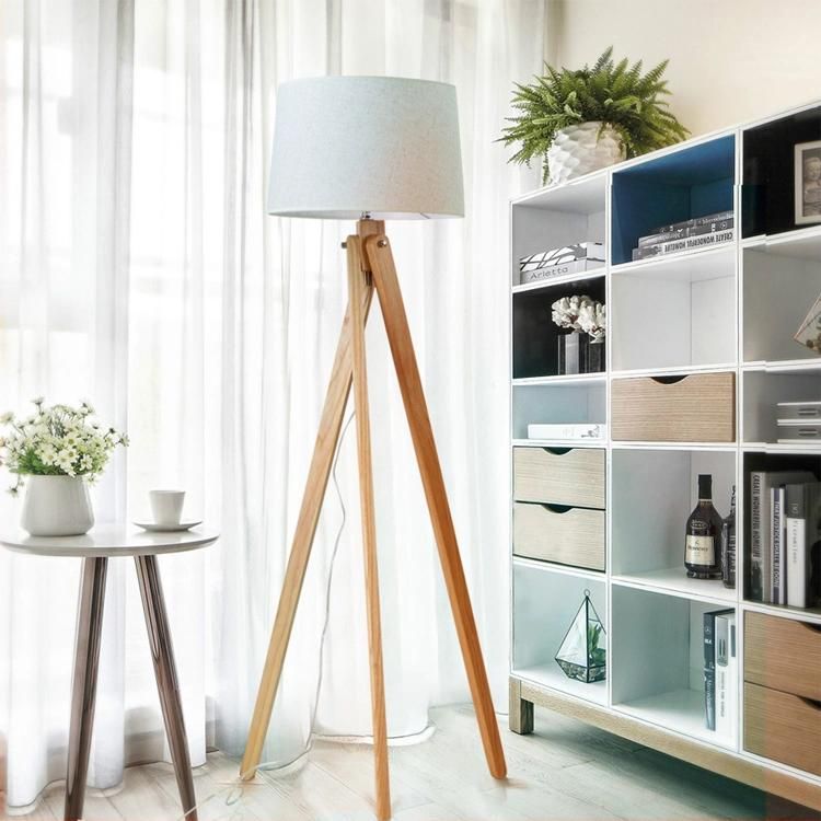 Home Bedside with off- White Fabric Shade Modern Floor Lamp