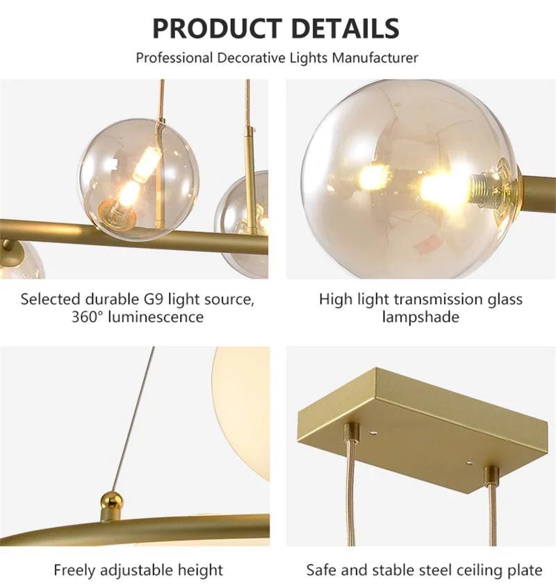 LED Modern Indoor Northern Europe Style Lamp Decorative Drawing Room Glass Lampshade Black Ceiling Chandelier Pendant Light