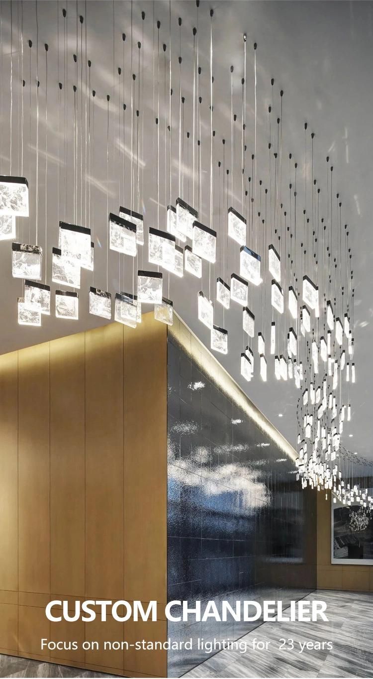 New Design Decoration Hotel Banquet Exhibition Hall Glass Stainless Steel LED Chandelier