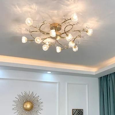Luxurious Golden Crystal Ceiling Lamp Modern Bedroom Dining Room Chandelier LED Lighting