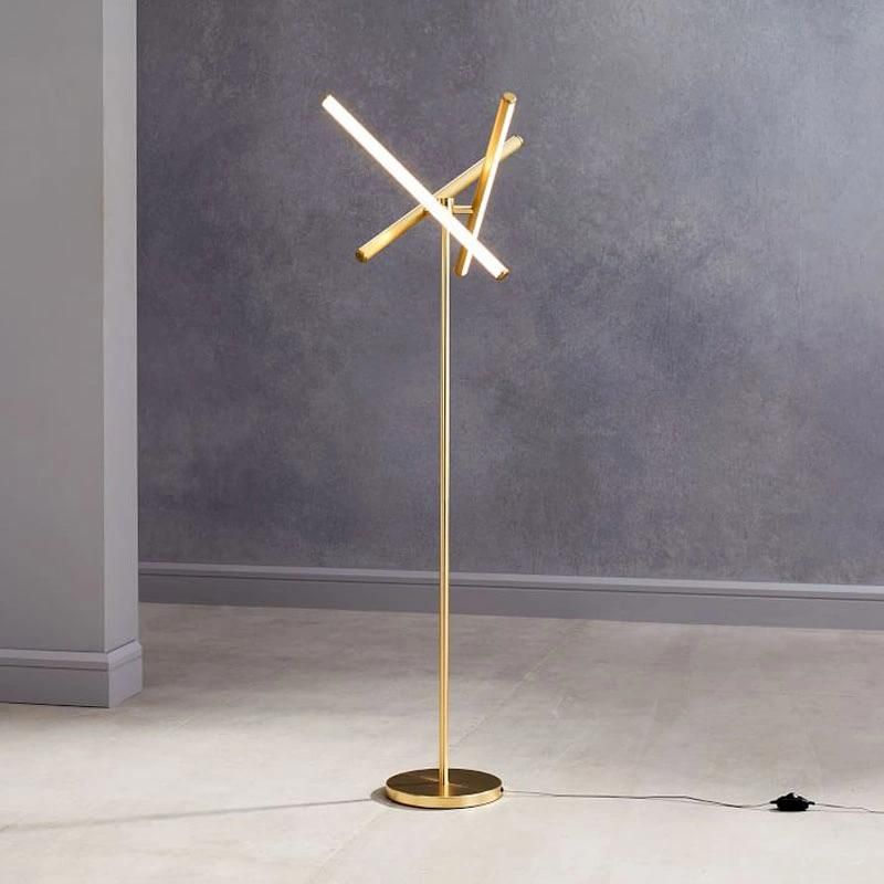 Gold Minimalist LED Floor Lamp Living Room Vertical Wrought Iron Lights Multi-Head Strip Design LED Lighting (WH-MFL-40)
