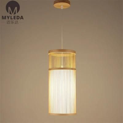 Vintage E27 Metal Iron Bamboo Cage Black Pendant Light for Restaurant