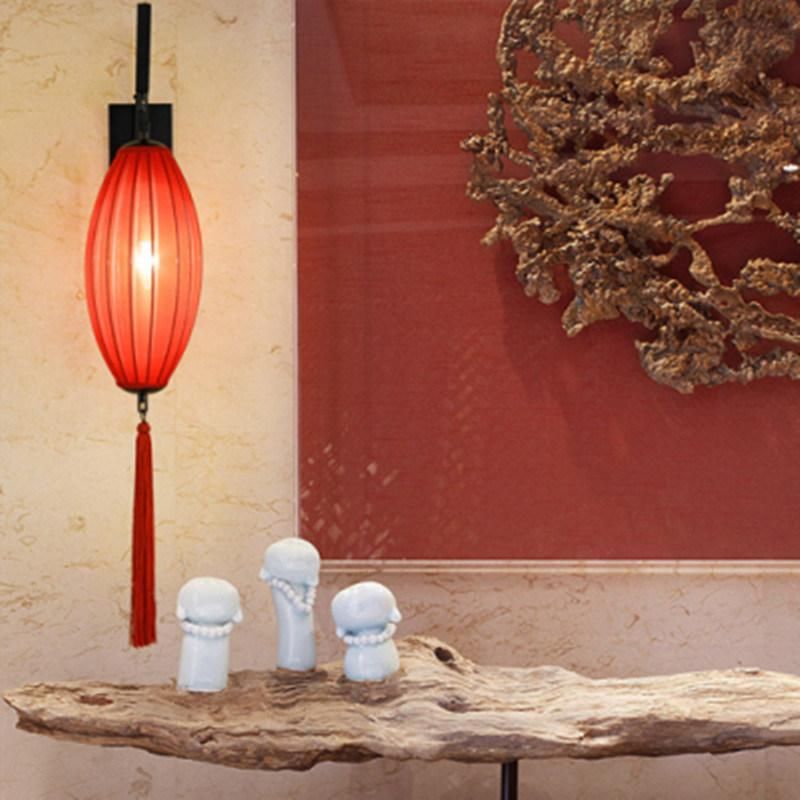 Classical Chinese Style Festive Quaint Rural Wood Red Lantern Wall Lamps (WH-OR-92)