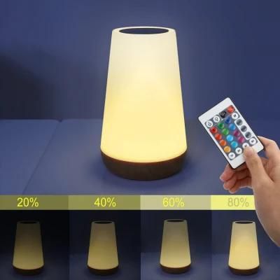 Woodwork Remote Touch Small Night Lamp Creative Tap Lamp Bedroom Lamp Colorful Atmosphere
