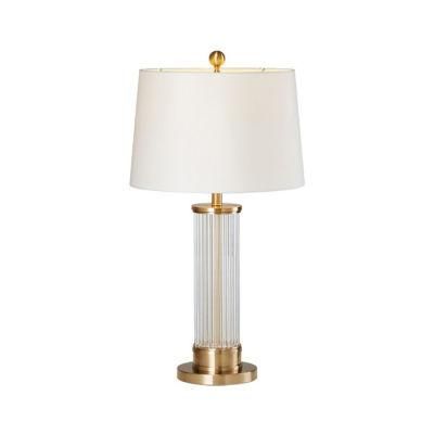 Post Modern Bedroom Bedside Glass Desk Table Lamp with Fabric Shade