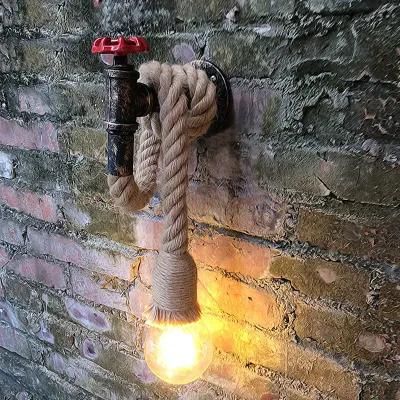 Retro Industrial Wind Hemp Rope Wall Lamp Personality Iron Rust Water Pipe Wall Lamp (WH-VR-01)