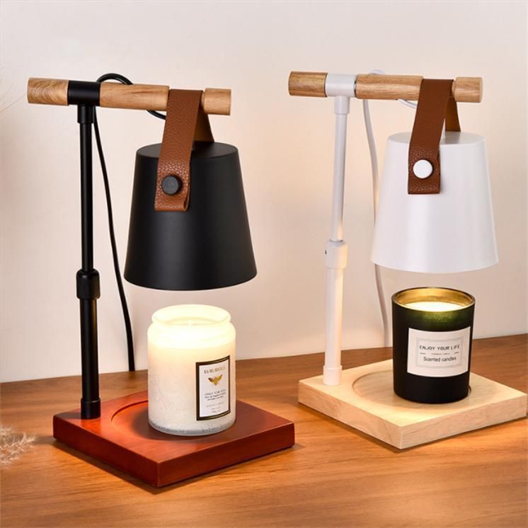 Hotel Aromatherapy Candle Essential Oil Light Bedside Nordic Leather Wooden Heater Melting Wax Fragrance Lamp