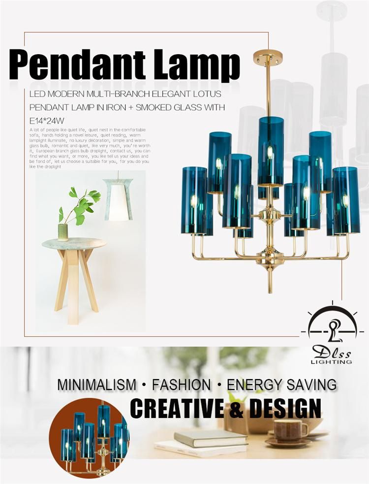 Modern Chandelier Glass Material E14 Light Source Muiti Head Lighting