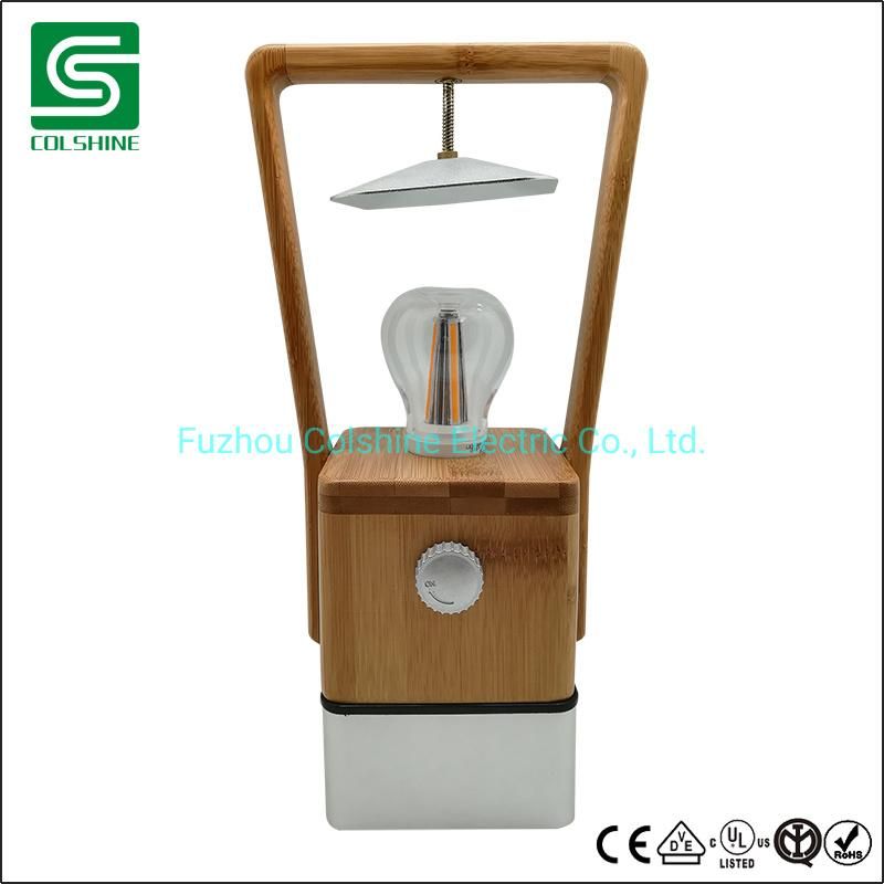 Portable Rechargeable Bamboo Table Lamp with Power Bank
