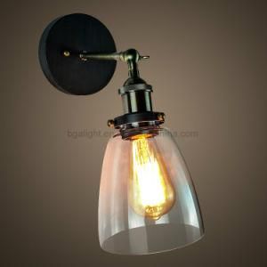 Vintage E26 Bronze Wall Mounted Interior Lights with Glass Lampshade