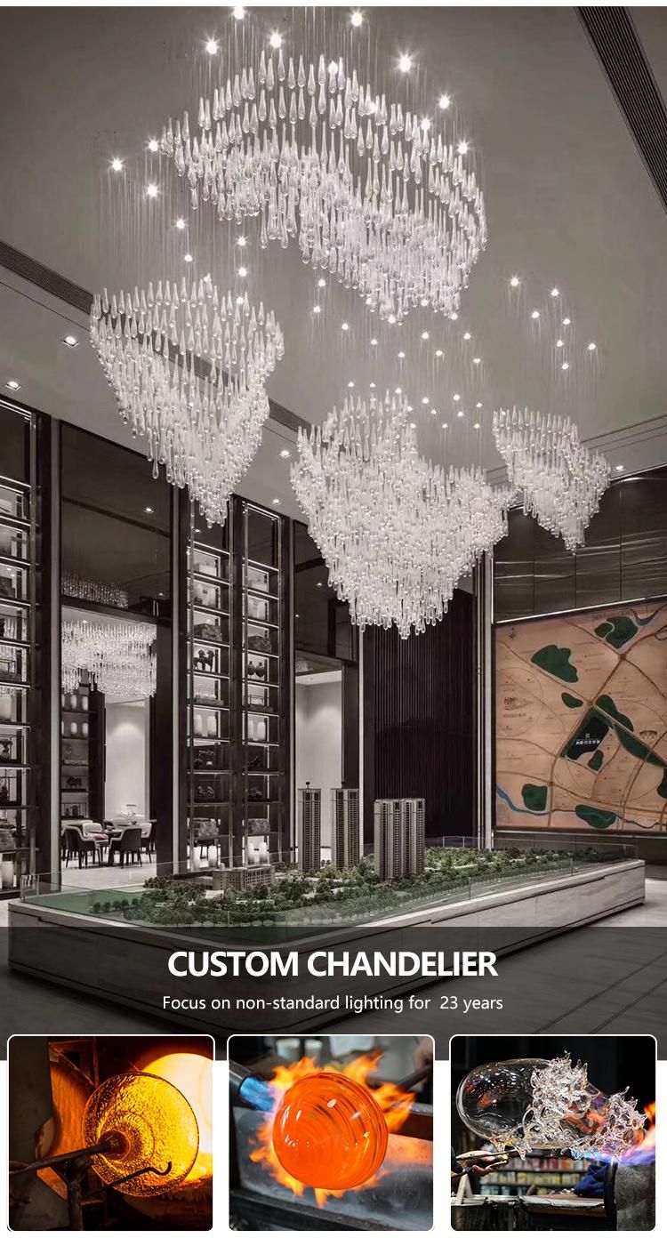 Nordic Style Banquet Hall Villa Weeding Big Luxury Glass Custom Chandelier Light