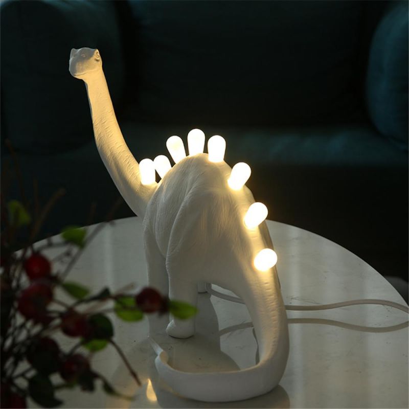 Jurassic Dinosaur Table Lamps for Bedroom Resin Brontosaurus T-Rex LED Desk Lamp Luminaire Home Art Decor Light Fixtures