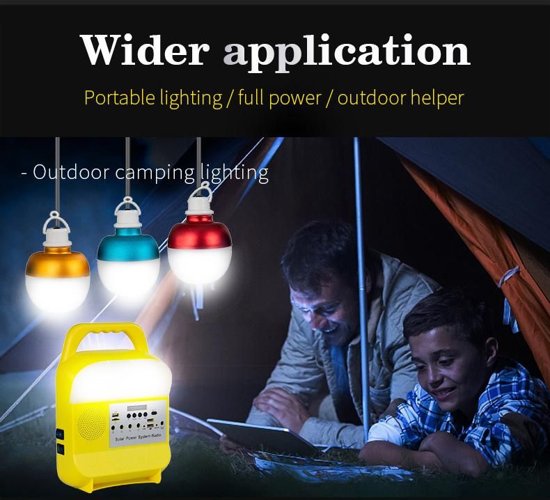 Solar LED Pendant Light New Design Portable Solar LED Lights 15W Solar Lighting System with FM Radio