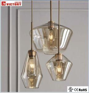 Indoor Modern Gold Metal Cognac Glass Chandelier Light Pendant Lamp