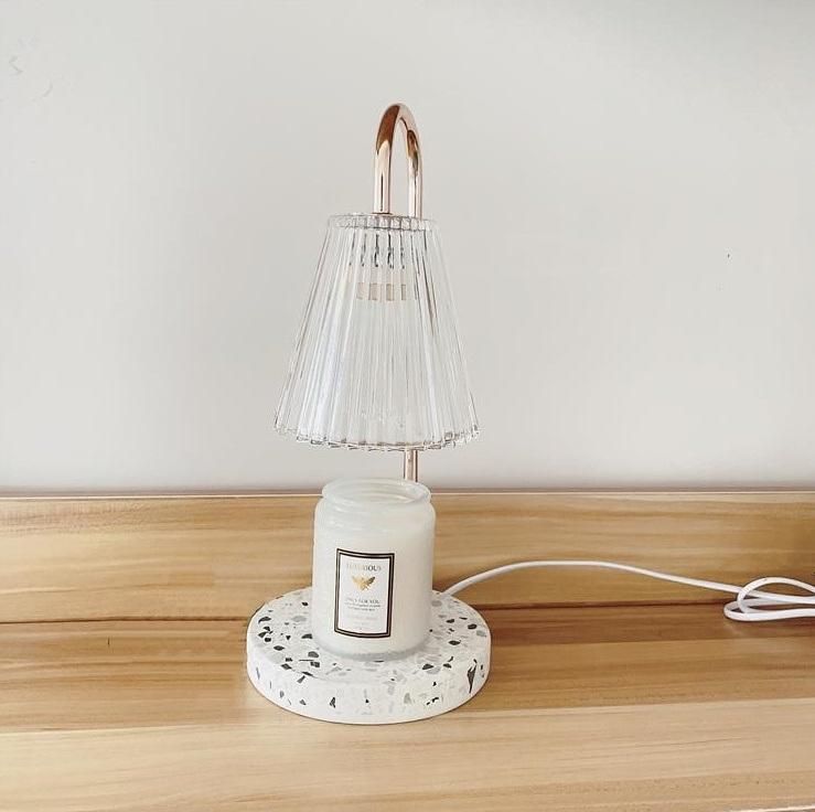 Aromatherapy Lamp Glass Wax Lamp Terrazzo Candle Lamp Retro Smokeless Fireless Thermostat Fragrance Melting Wax Lamp