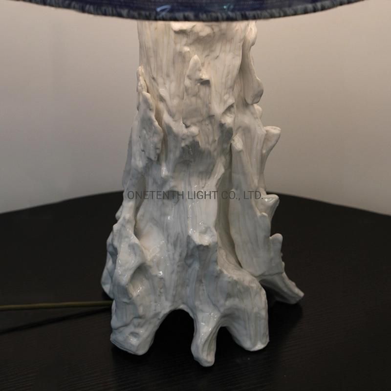 Gourd White Acrylic Fabric Shade and Ceramic Lamp Body Table Lamp.