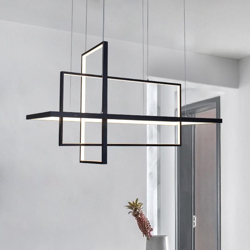 Modern Cube Aluminium LED Simple Squares Banquet Hall Chandelier Pendant Lamp