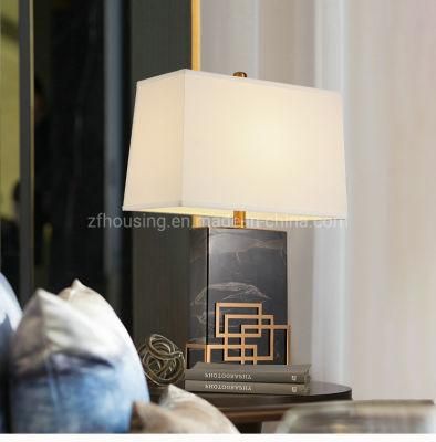 Diffirent Color Marble Table Lamp with Cloth Lampshade for Lounge Room or Sitting Room Zf-Cl-012