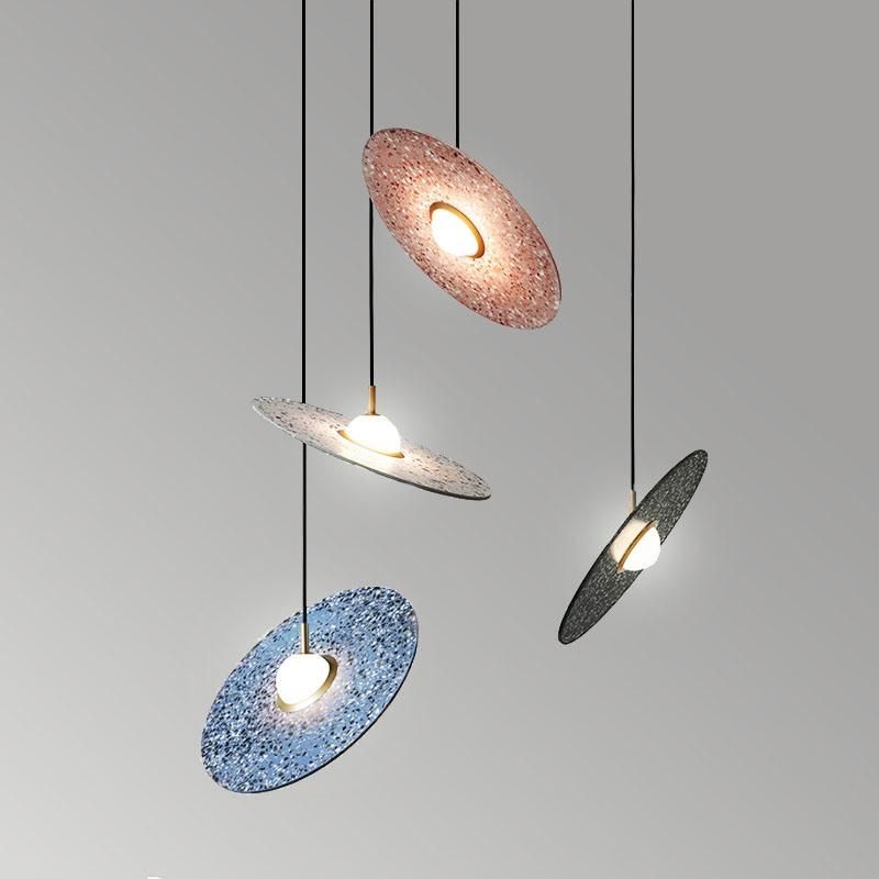 Nordic Round Pendant Light Creative Designer Bedroom Creative Terrazzo Restaurant Planet Terrazzo Pendant Lamp(Wh-Ap-128