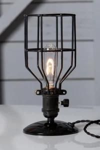 Black Cage Antique Table Lamps with Rotate E26 Socket