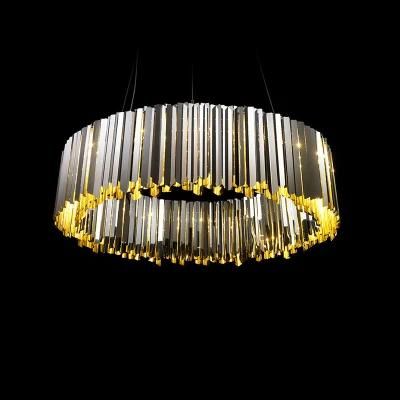 Modern Stainless Steel Art Circular Living Room Dining Room Model Hotel Lobby Chandelier Pendant Lighting