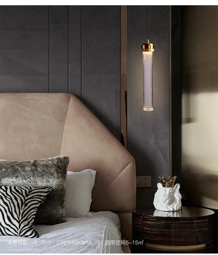 Post-Modern Creative Pendant Lamp Bedroom Bedside Josefa Modern Tube Shaped Long Glass Hanging Lamp (WH-AP-320)