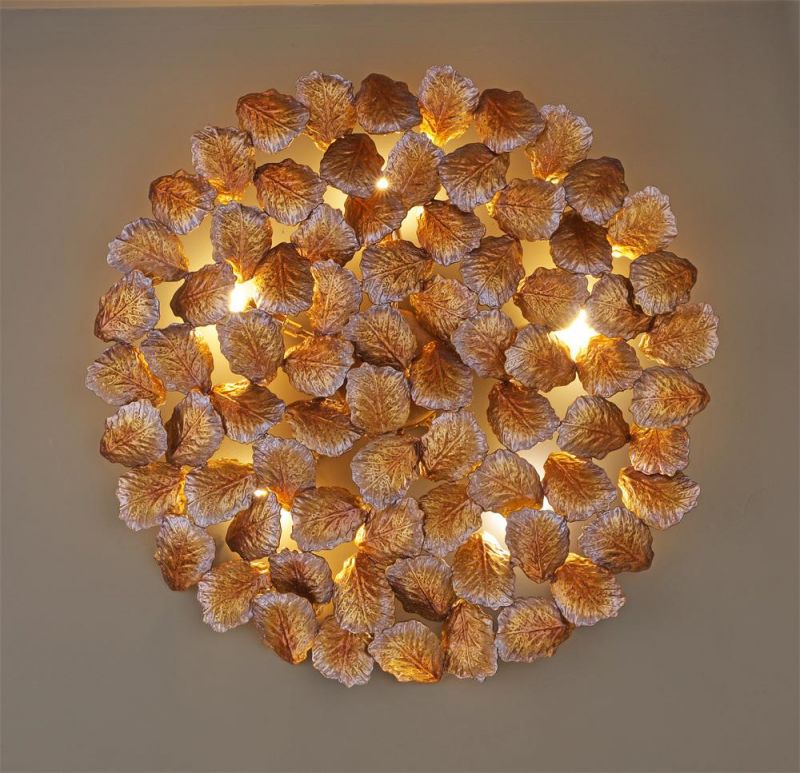 2022 Luxury Creative Decro Meerosse Gold Maple Leaf Wall Lamp