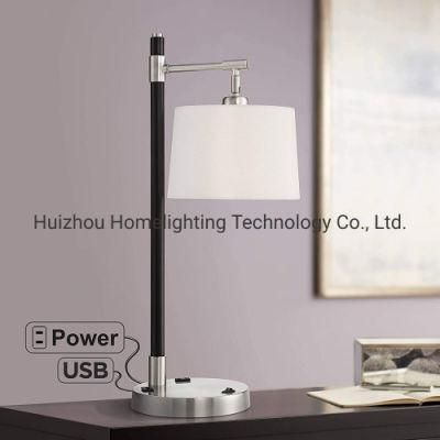 Jlt-Ht65 Modern Desk Table Lamp with USB and AC Power Outlet in Base for Living Room Bedroom Bedside