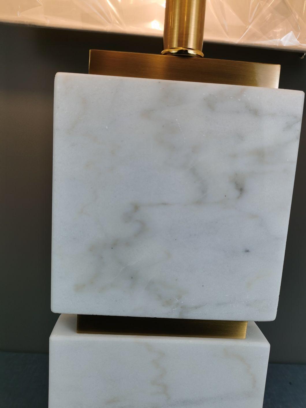 Simple Natural Marble Light Luxury Metal Villa Living Room Hotel Lobby Model Room Design Table Lamp