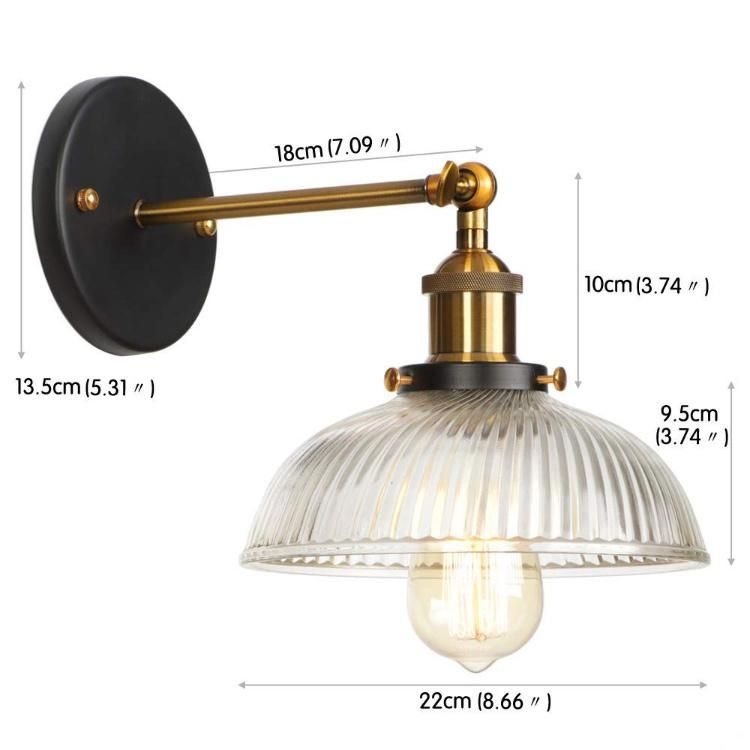 Jlw-G103 Industrial Adjustable Wall Sconce Lamp with Ribbed Glass Shade
