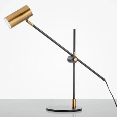 Brass and Black Modern Hotel Project Bedside Desk Table Lamp, Can Be Adjustable up and Down