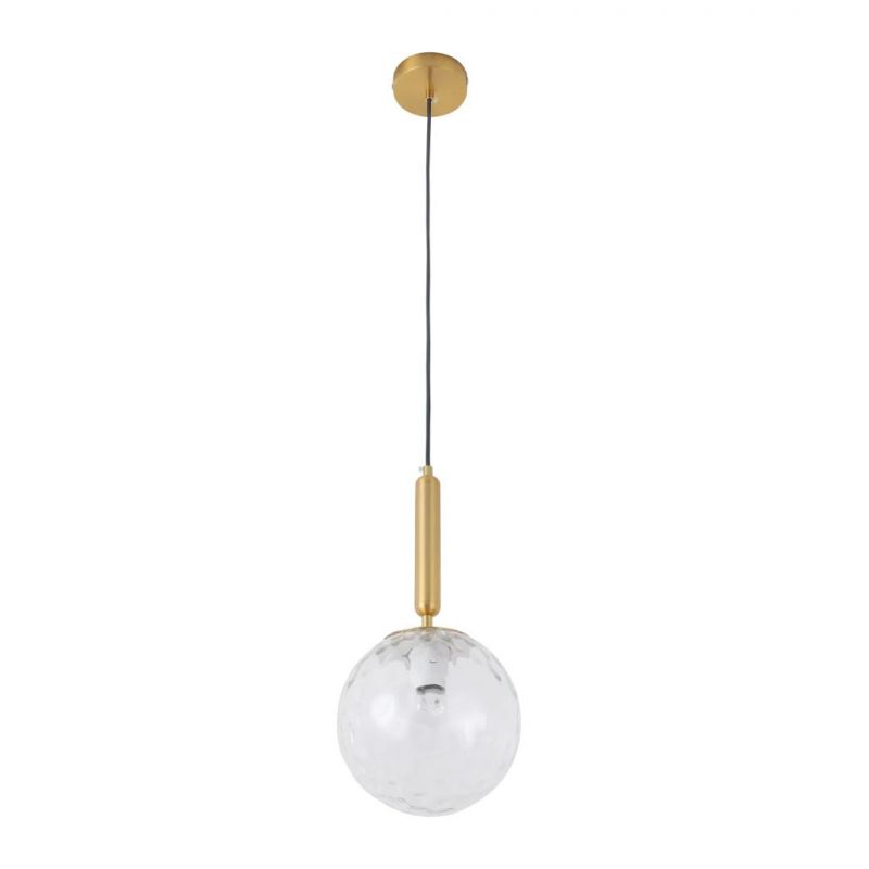 Hotsale Metal Glass Transparent Single Ball Hanging Lamp Round Iron Chandelier Ceiling Light E27 Indoor Pendant Light