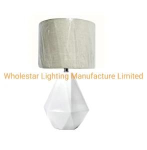 Ceramic Table Lamp with Fabric Shade / Ceramic Bedside Table Lamp (WHT-628)