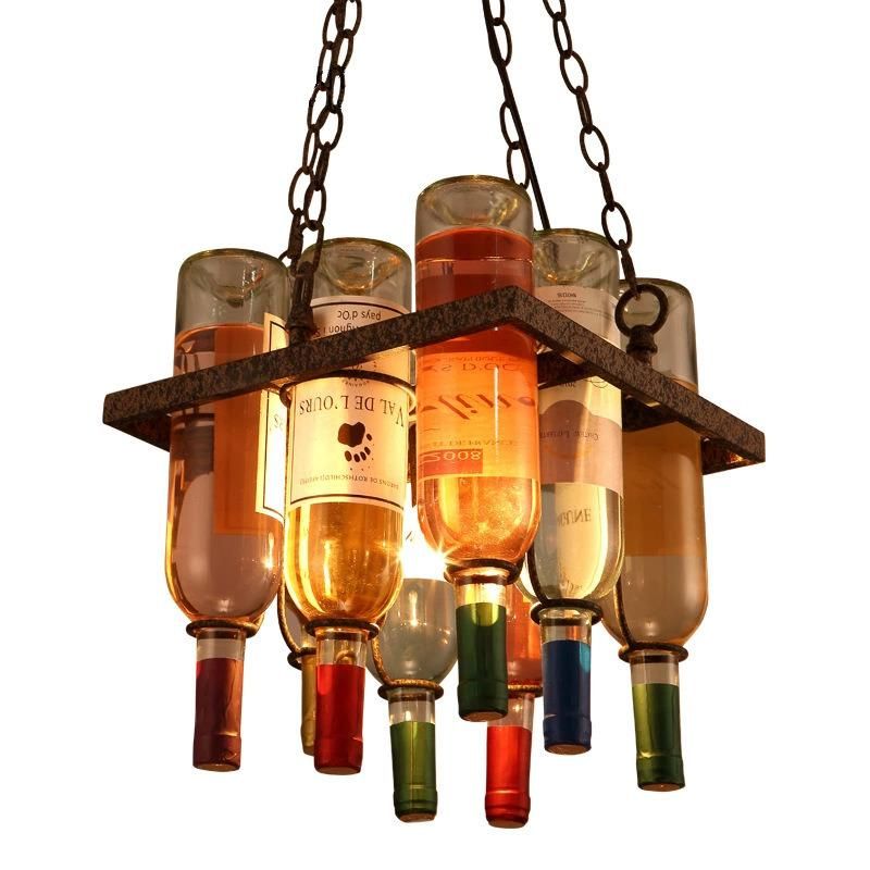 Vintage Wine Bottle Lights for Bar restaurant Colourgul Glass Bottle Pendant Lights Industrial Bar Light (WH-VP-87)