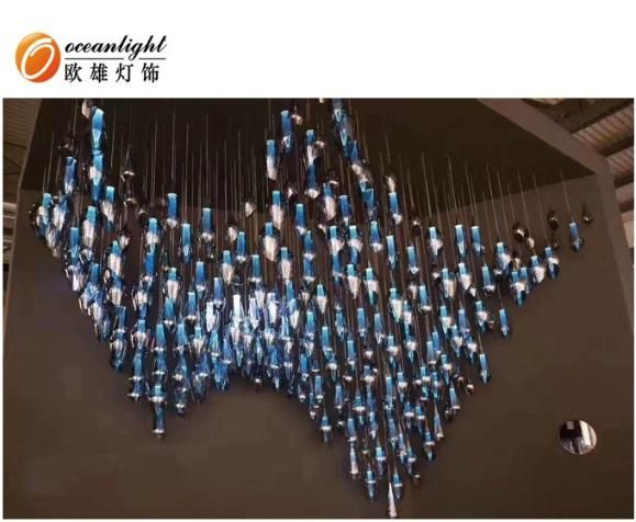 Golden Indoor Lighting Oval Long Metal E14X13 Crystal Chandelier Luxury