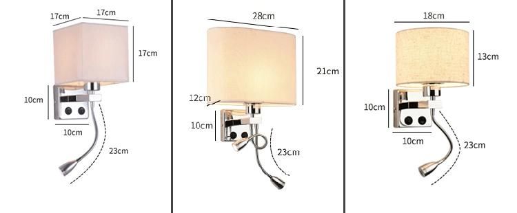 Jlw-H005 Home Bedroom Bedside Wall Lights with 1W Reading Light