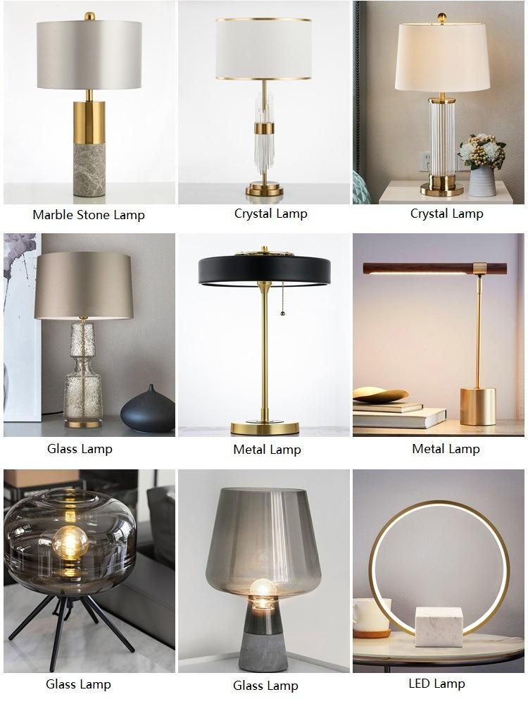 Building Material Fashion Golden LED Table Lighting Marble Table Lamp with Glass Lampshade Zf-Cl-008