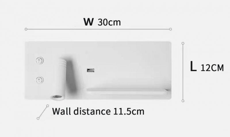 Modern LED Wall Light Multi-Function USB Charge Downlight for Bedroom, Studyroom