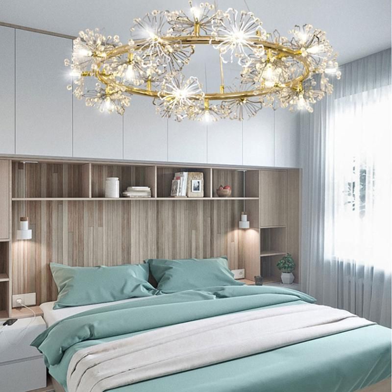 Petal Circle Crystal Chandelier Bedroom Dining Room Pendant Lamp Light