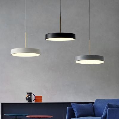 Restaurant Chandelier Black and White Grey Simple Modern LED Minimalist Personality Creative Disc Single Head Light Luxury Nordic Pendant Lamp