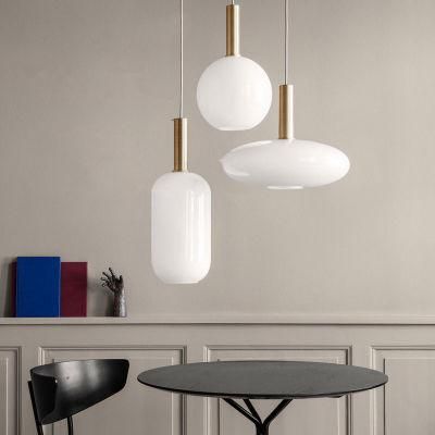 Nordic Glass Pendant Light Round Oval Cylinder Milk White Pendant Light Hotel Restaurant Study Pendant Light (WH-AP-121)