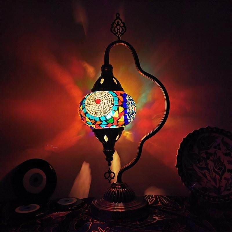 E14 Hand-Inlaid Glass Mosaic Bedroom Living Room Decorative Restaurant Table Light (WH-VTB-16)