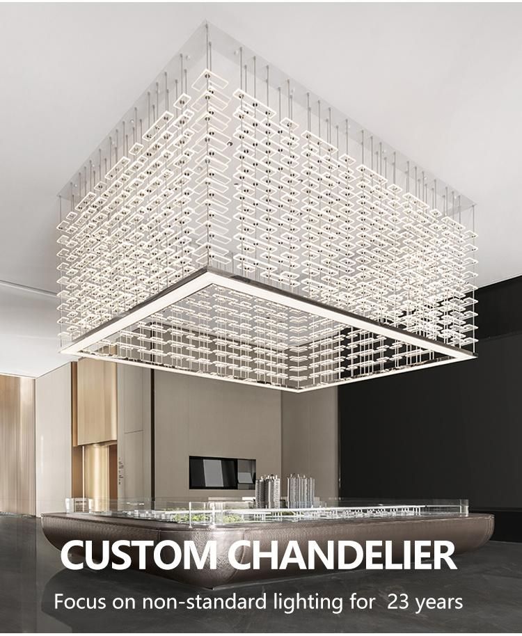 Large-Scale Project Custom Hotel Villa Lobby Stainless Steel LED Chandelier